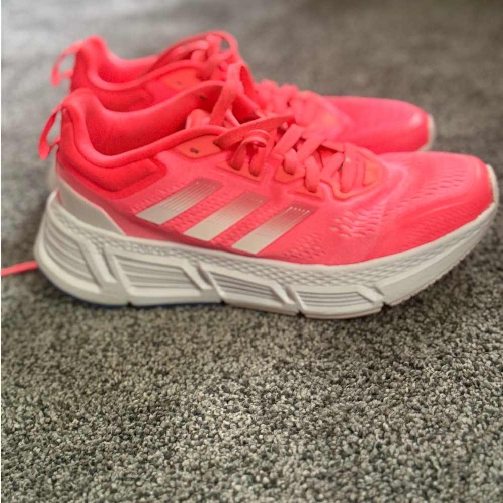 Adidas Pink and White Sneakers with Mesh Uppers